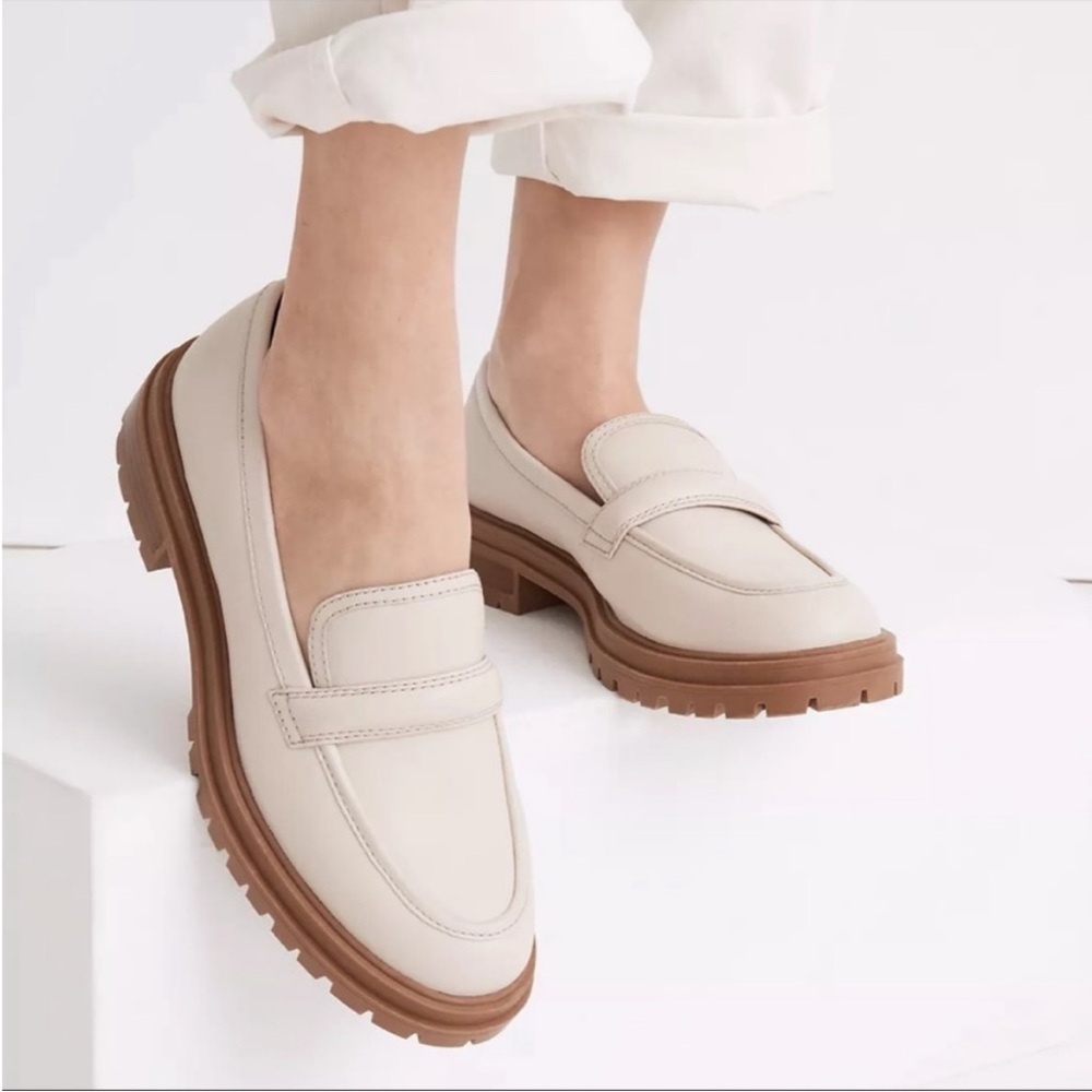 Madewell Bradley Lungsole  Harvest Moon Cream Leather Loafers Womens Size 5